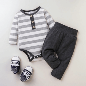 Conjunto De 2 Piezas De Pantalón 100 % Y Body 90% Algodón